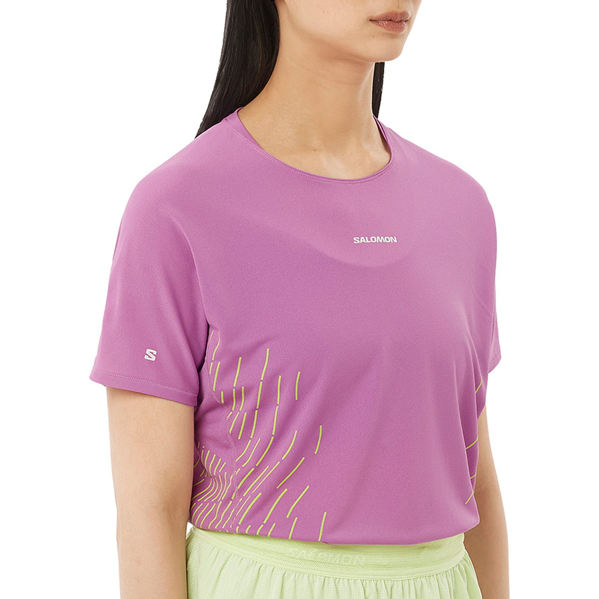 Salomon Sense Aero Short-Sleeve GFX T-Shirt - Women's Iris Orchid/Acid Lime