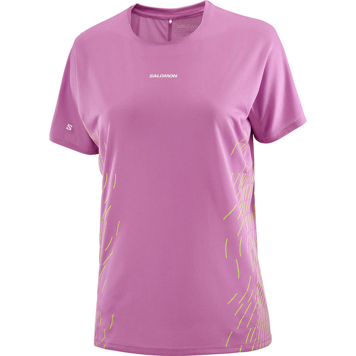 Salomon Sense Aero Short-Sleeve GFX T-Shirt - Women's Iris Orchid/Acid Lime