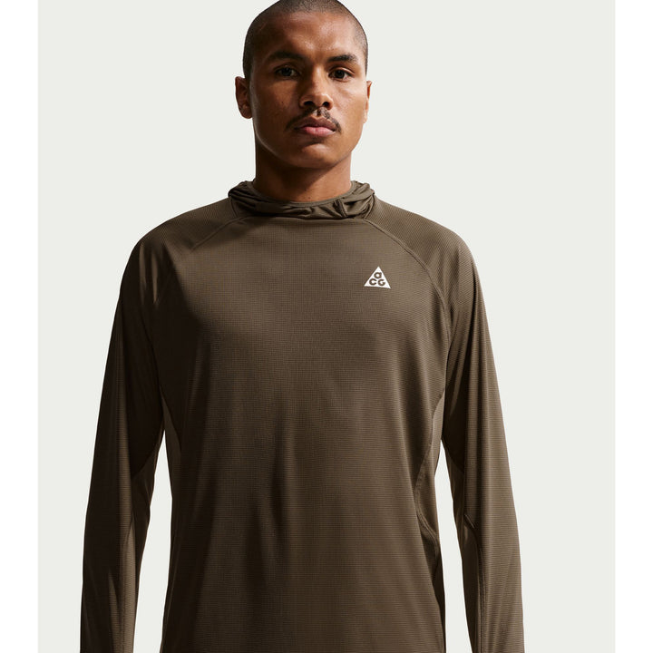 Nike ACG Dri-Fit UV Long-Sleeve Hooded Top - Men's Ironstone/Mink Brown/Summit White