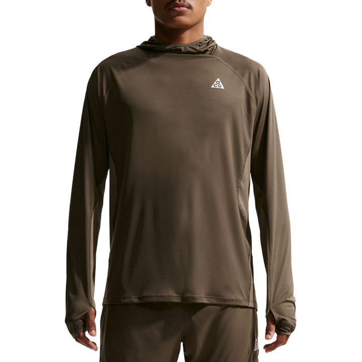 Nike ACG Dri-Fit UV Long-Sleeve Hooded Top - Men's Ironstone/Mink Brown/Summit White