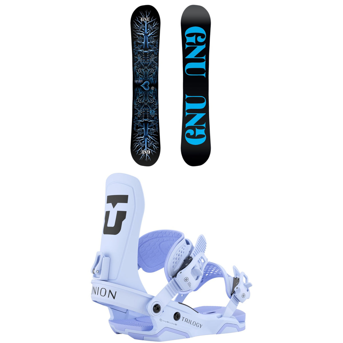 GNU Asym Ladies Choice C2X Snowboard + Union Trilogy Snowboard Bindings - Women's