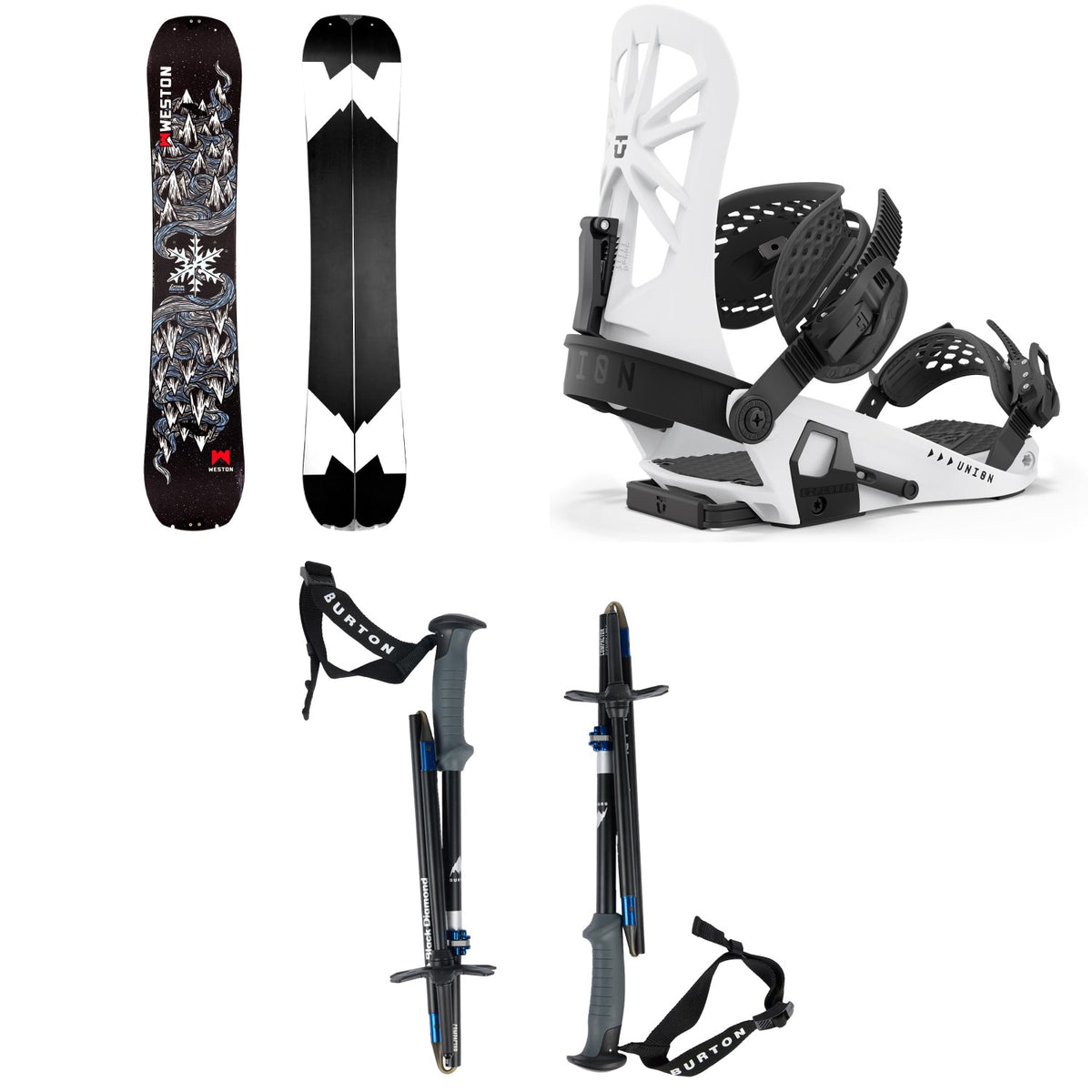 Weston Dream Machine Splitboard + Union Explorer Splitboard Bindings + Burton x Black Diamond Compactor Poles 2026