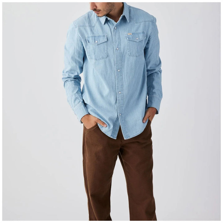 Seager Reagan Pearl Long-Sleeve Snap Shirt - Men's Light Wash Indigo