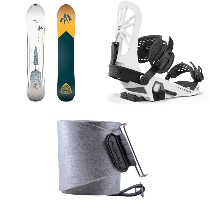 Jones Frontier 2.0 Splitboard + Union Explorer Splitboard Bindings  + Nomad Quick Tension Tail Clip Splitboard Skins 2026