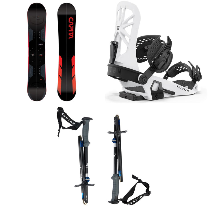 CAPiTA Mega Split Splitboard + Union Explorer Splitboard Bindings  + Burton x Black Diamond Compactor Poles