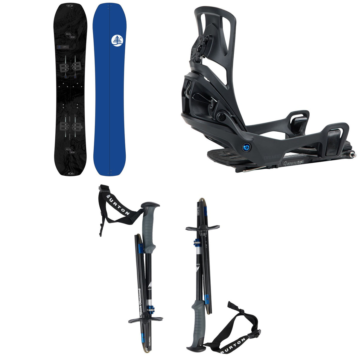 Burton Family Tree Hometown Hero Splitboard + Step On Splitboard Bindings + Burton x Black Diamond Compactor Poles