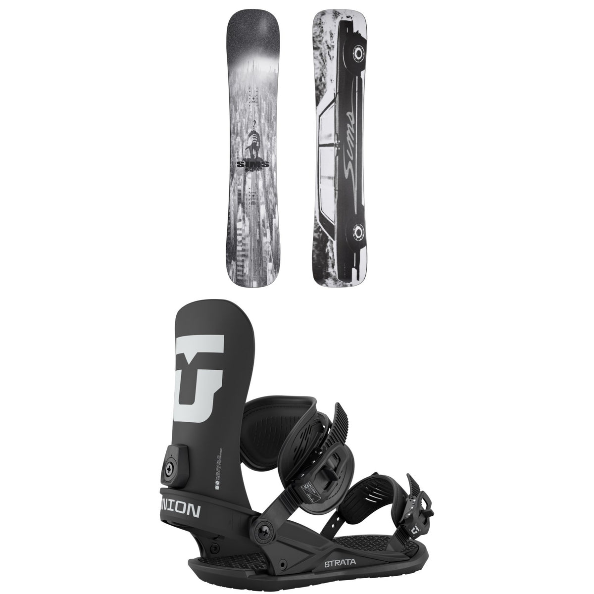 Sims Mystery Lunch Snowboard + Union Strata Snowboard Bindings 2026