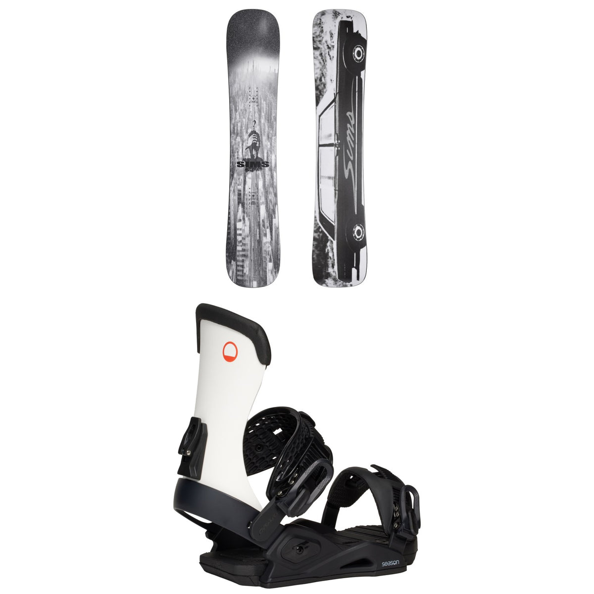 Sims Mystery Lunch Snowboard + Season Meld Snowboard Bindings 2026