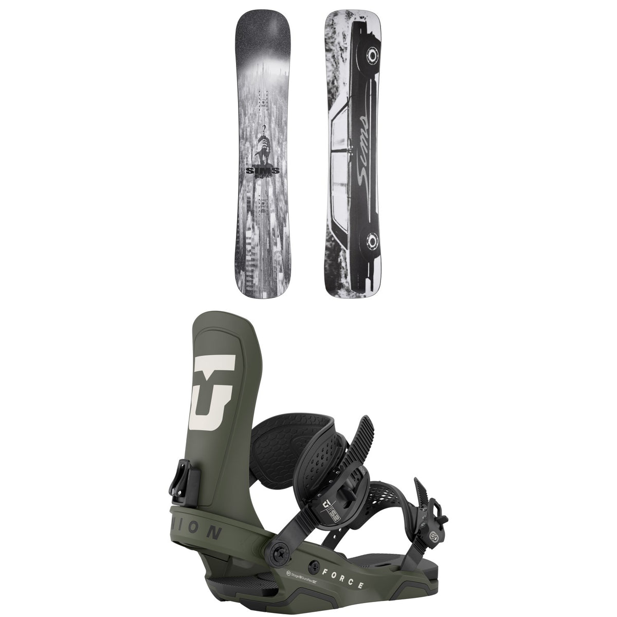Sims Mystery Lunch Snowboard + Union Force Snowboard Bindings 2026