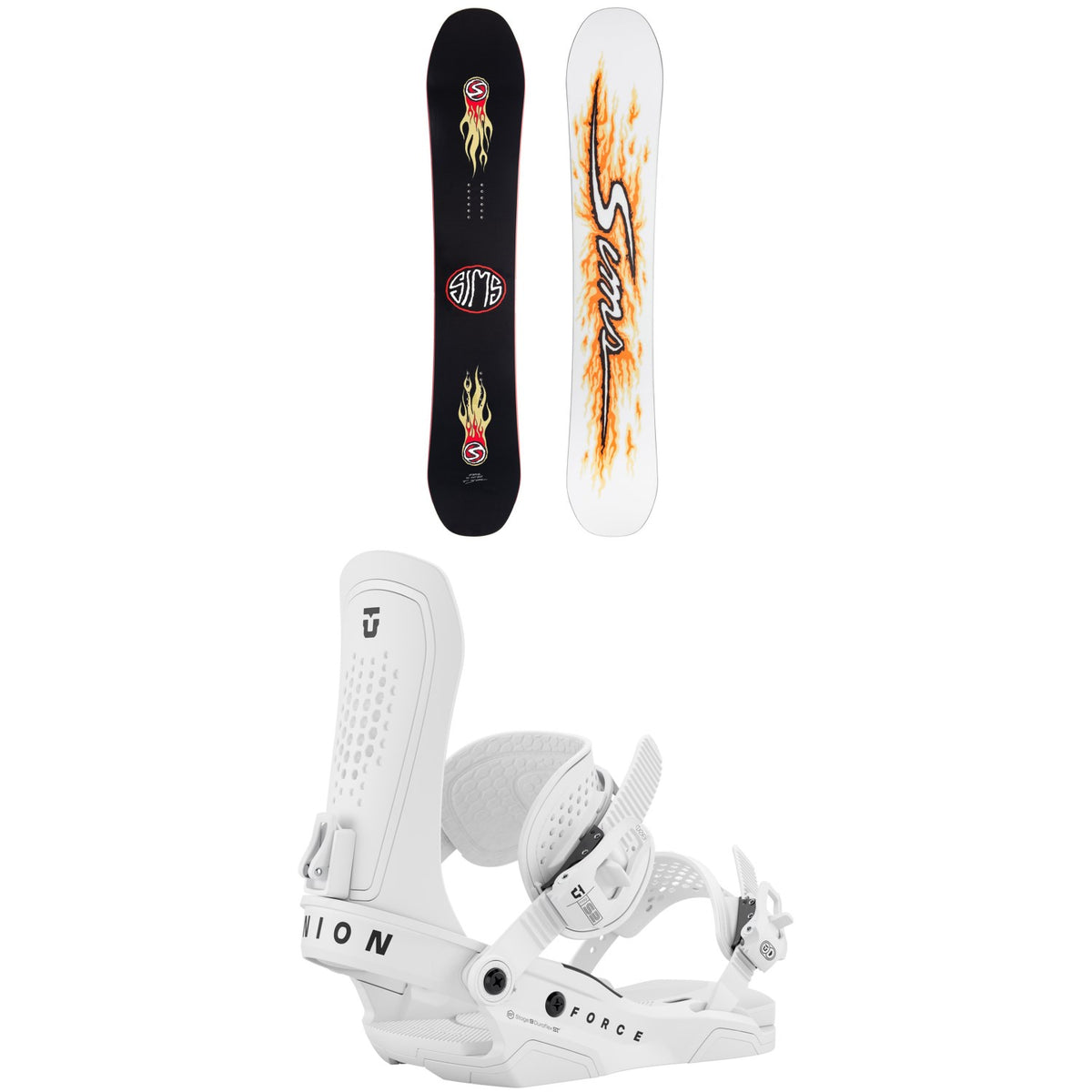 Sims Fakie Snowboard + Union Force Snowboard Bindings