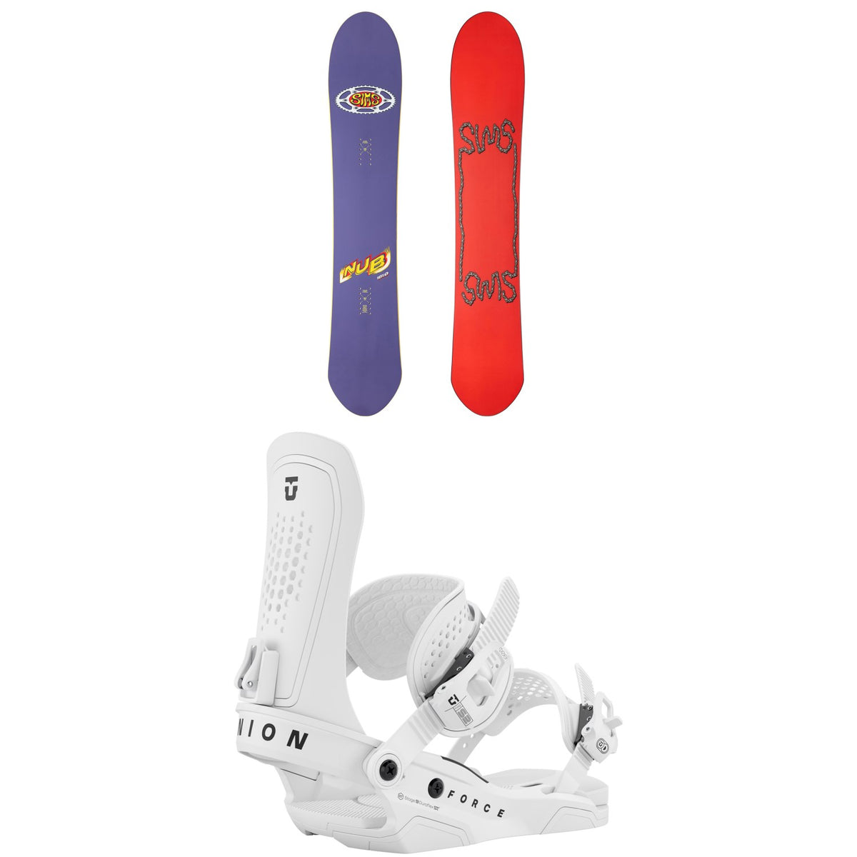Sims Nub Snowboard + Union Force Snowboard Bindings