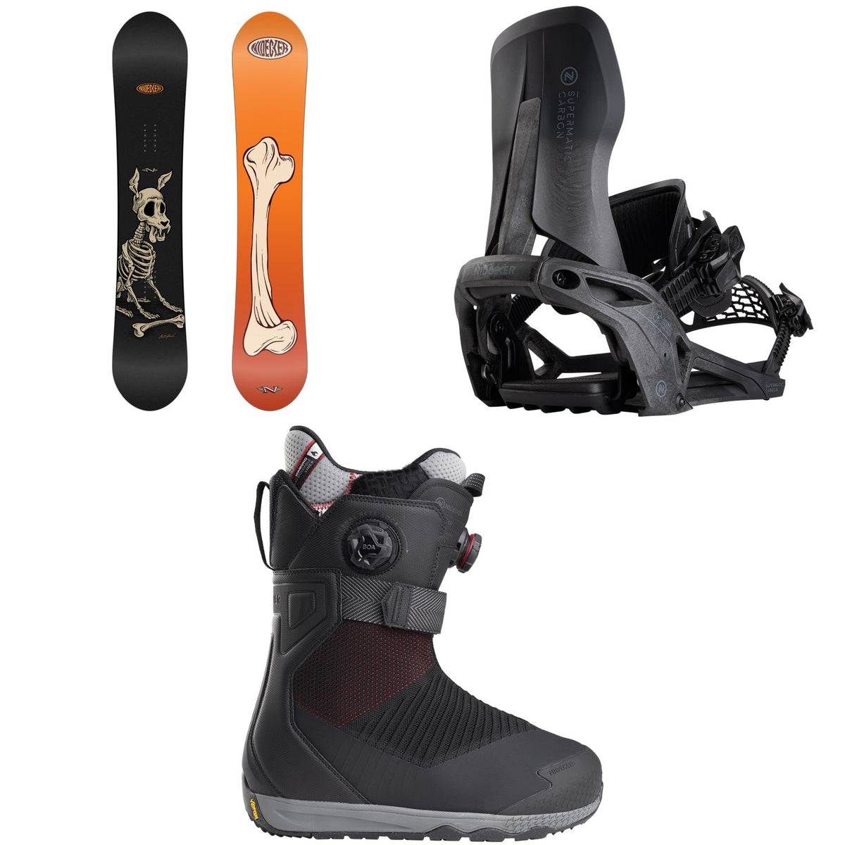 Nidecker Sensor Mons Snowboard + Supermatic Carbon Snowboard Bindings + Index Snowboard Boots 2026