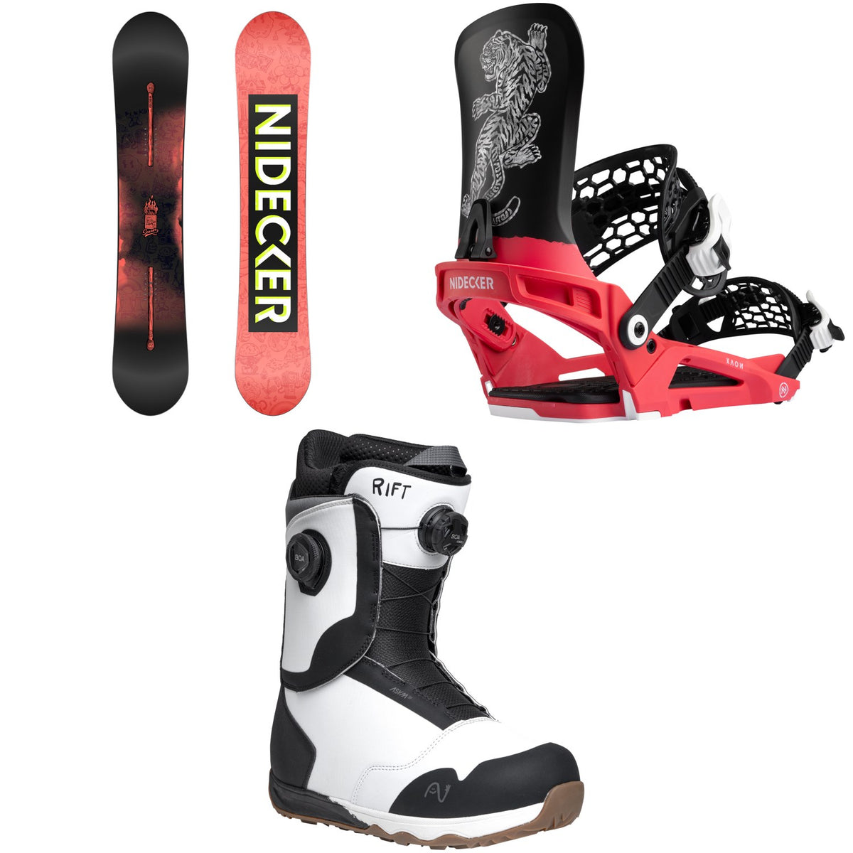 Nidecker Sensor Pro Snowboard + Kaon Snowboard Bindings + Rift Snowboard Boots 2026