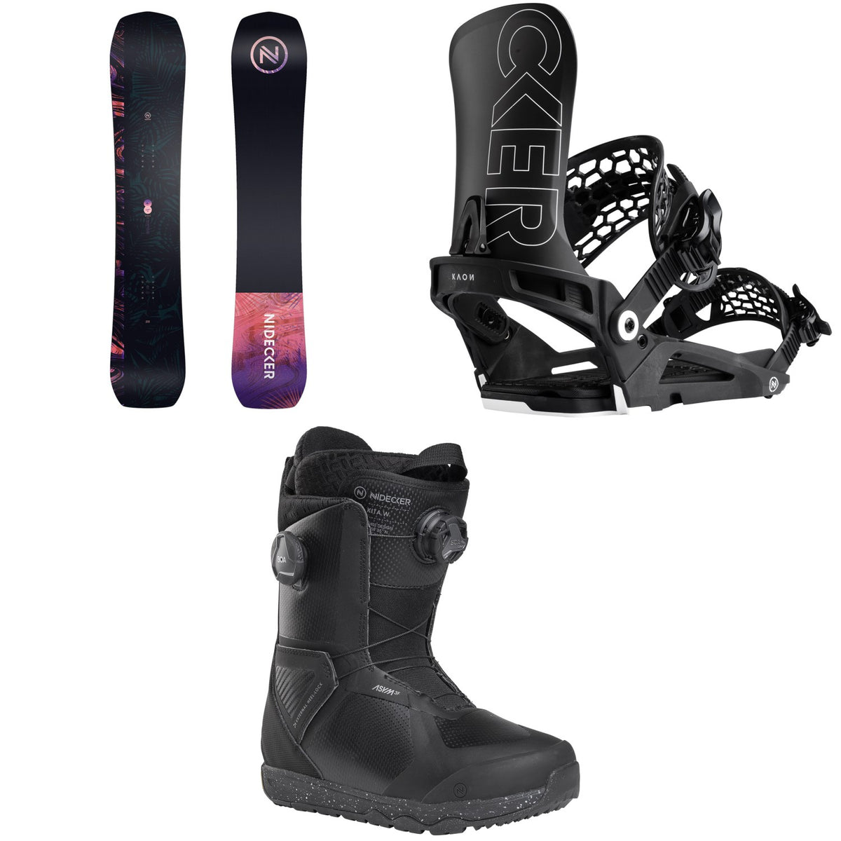 Nidecker Venus Plus Snowboard + Kaon Snowboard Bindings + Kita Snowboard Boots - Women's 2026