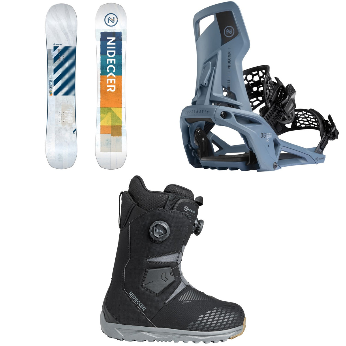 Nidecker Merc Snowboard + OG Supermatic Snowboard Bindings + Altai Snowboard Boots 2026
