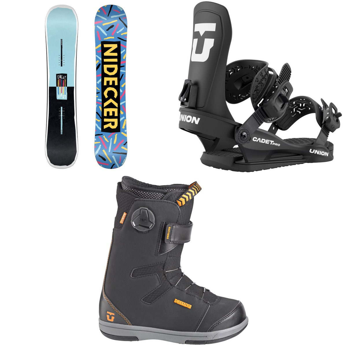 Nidecker Cheat Code Snowboard + Union Cadet Pro Snowboard Bindings + Cadet Snowboard Boots - Kids' 2026