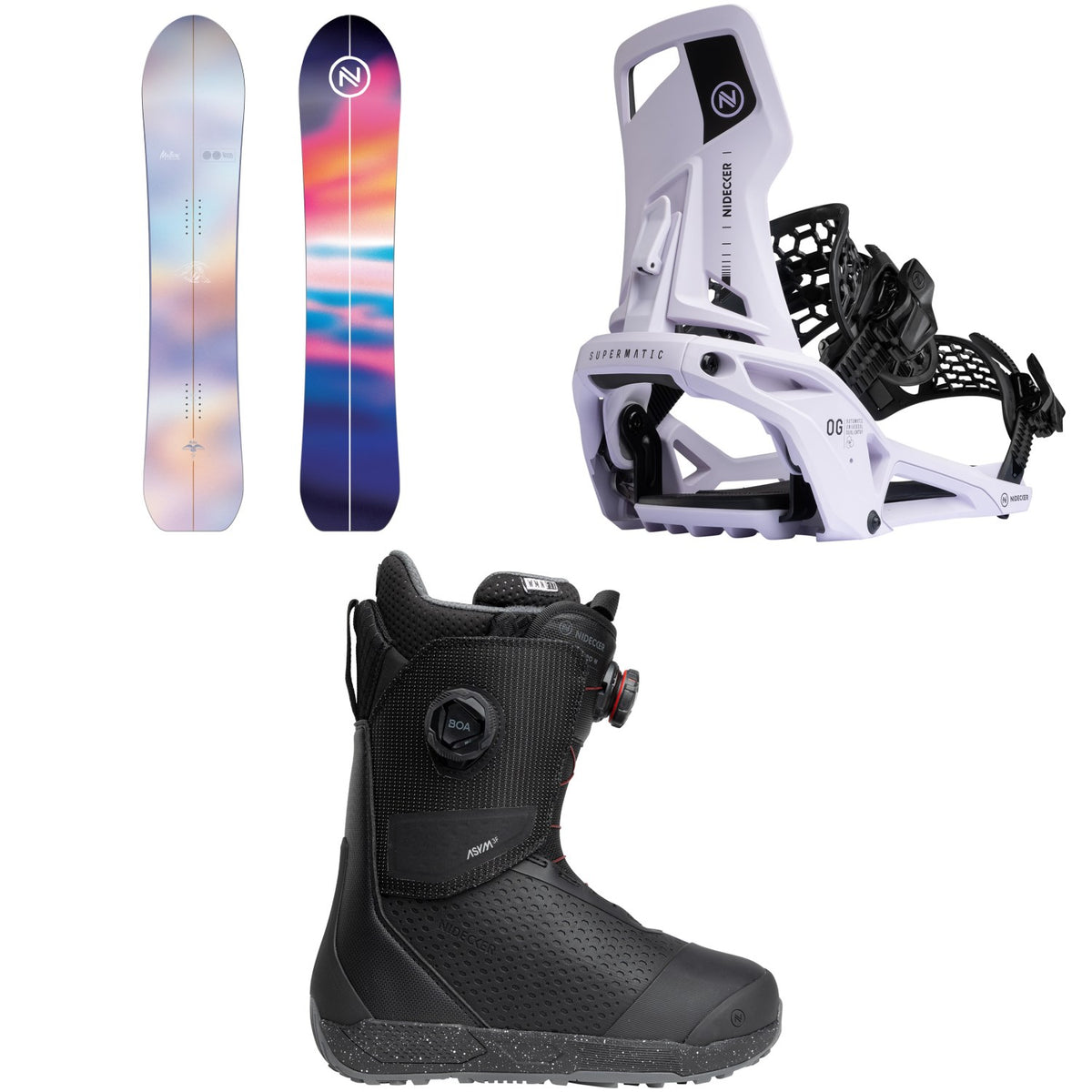 Nidecker Mellow Snowboard + OG Supermatic Snowboard Bindings + Rift Pro Snowboard Boots - Women's 2026