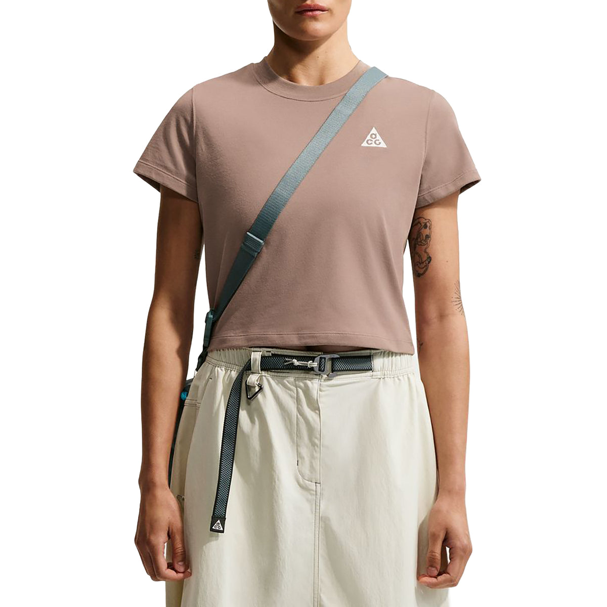 Nike ACG Dri-Fit Fitted Tri Short-Sleeve T-Shirt - Women's Mink Browns/Summer White