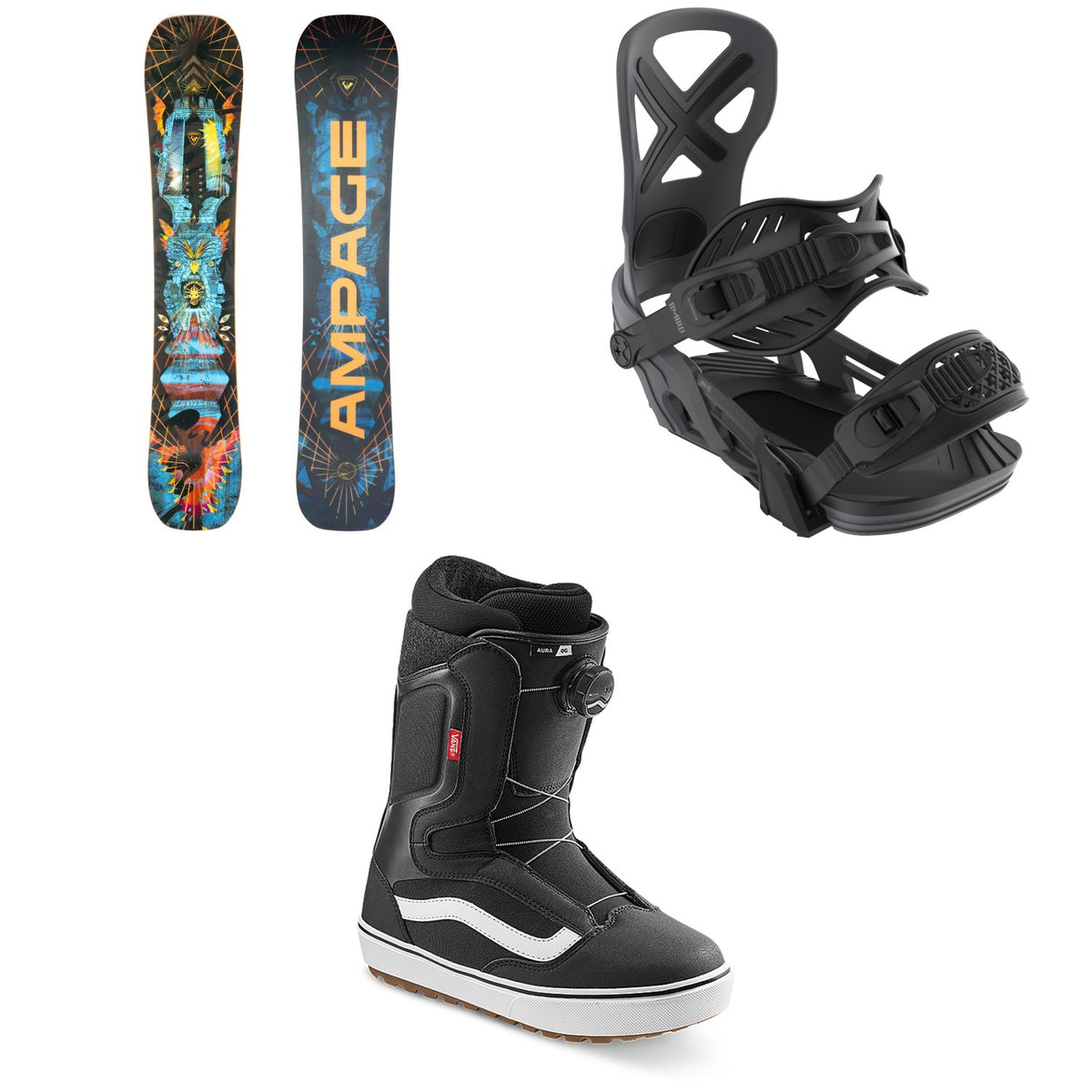 Rossignol Ampage Vol.1 Snowboard + Bent Metal Anvil Snowboard Bindings + Vans Aura OG Snowboard Boots 2026
