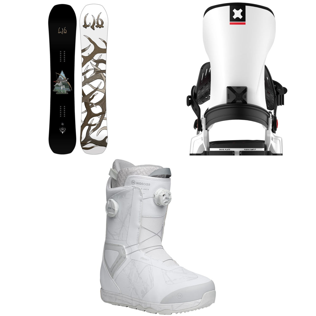 Lib Tech EJack Knife C3 Snowboard + Bent Metal Transfer Snowboard Bindings + Nidecker Kita Snowboard Boots 2026