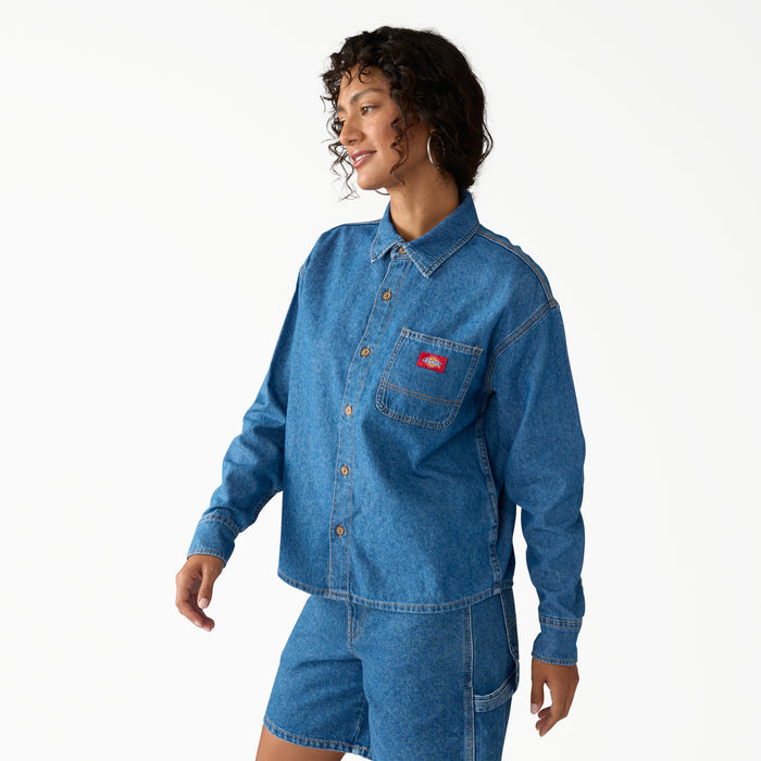 Dickies Lightweight Long-Sleeve Denim Shirt - Women's Classic Blue