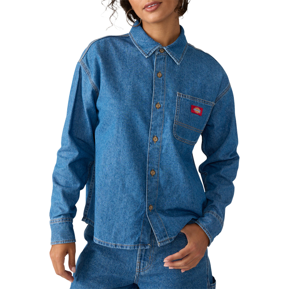 Dickies Lightweight Long-Sleeve Denim Shirt - Women's Classic Blue