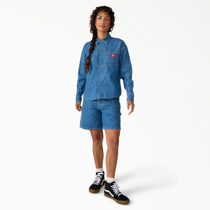 Dickies Lightweight Long-Sleeve Denim Shirt - Women's Classic Blue