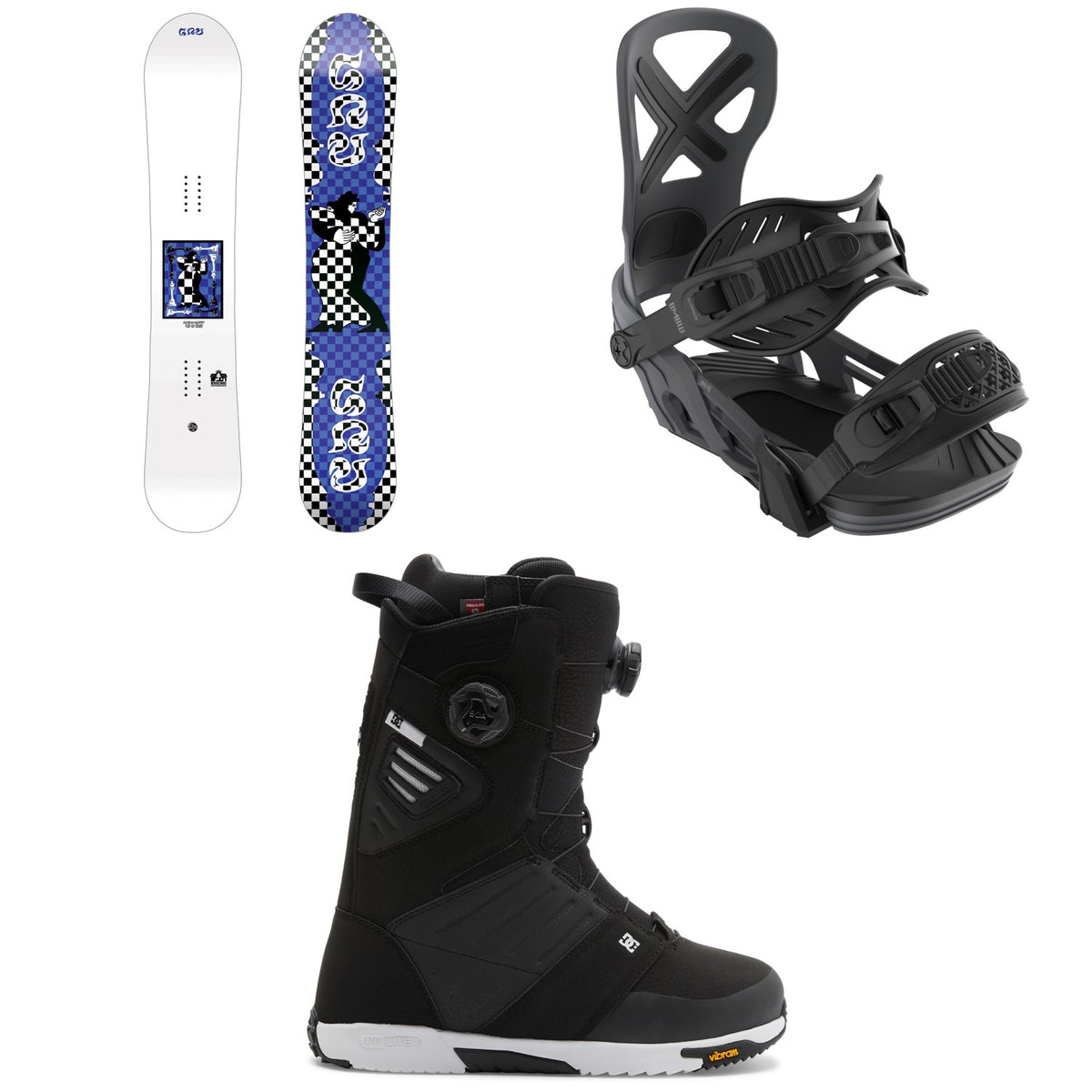 GNU 4x4 C3 Snowboard + Bent Metal Anvil Snowboard Bindings + DC Judge Snowboard Boots