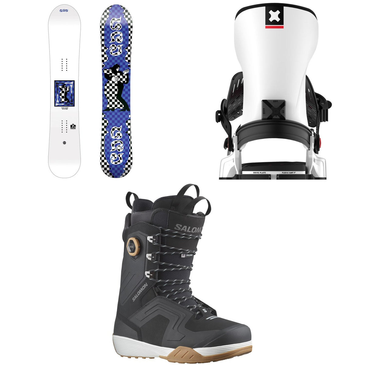 GNU 4x4 C3 Snowboard + Bent Metal Transfer Snowboard Bindings + Salomon Dialogue Lace SJ Boa Snowboard Boots 2026