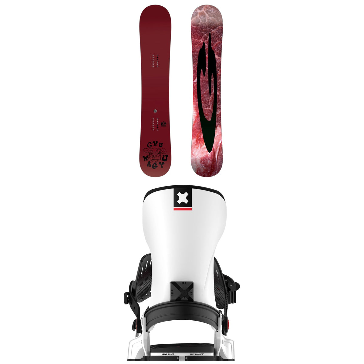 GNU Wagyu C3 Snowboard + Bent Metal Transfer Snowboard Bindings 2026