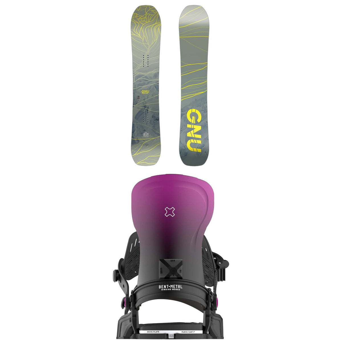 GNU Frosting C2 Snowboard + Bent Metal Forte Snowboard Bindings - Women's 2025