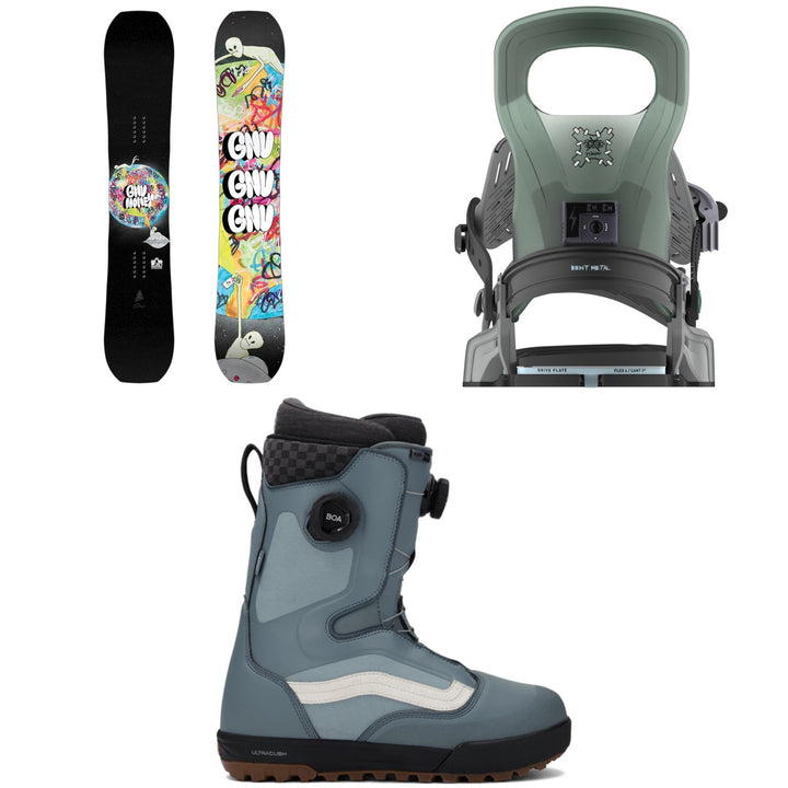 GNU Money C2E Snowboard + Bent Metal Logic Snowboard Bindings + Vans Aura Pro Snowboard Boots 2026
