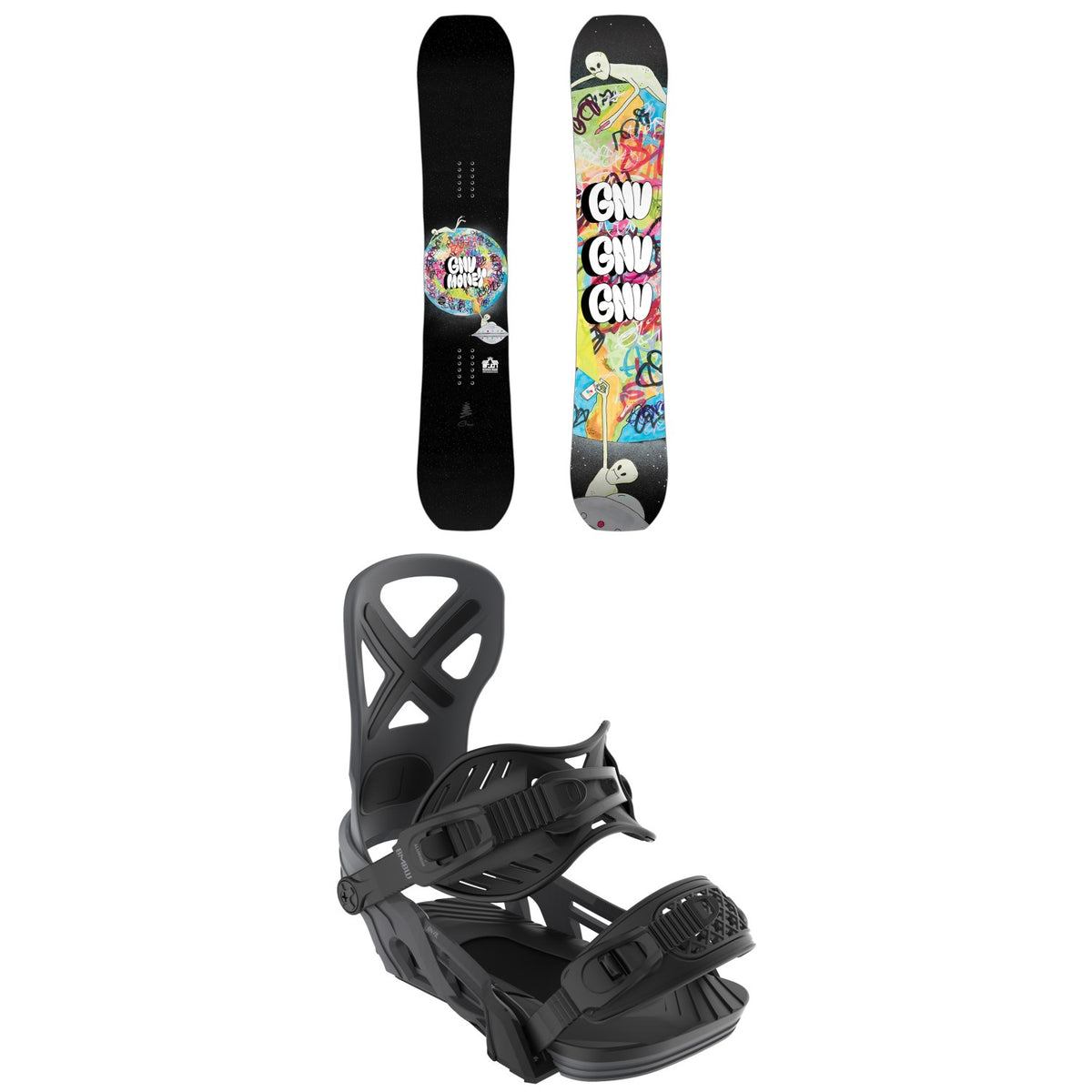 GNU Money C2E Snowboard + Bent Metal Anvil Snowboard Bindings 2026