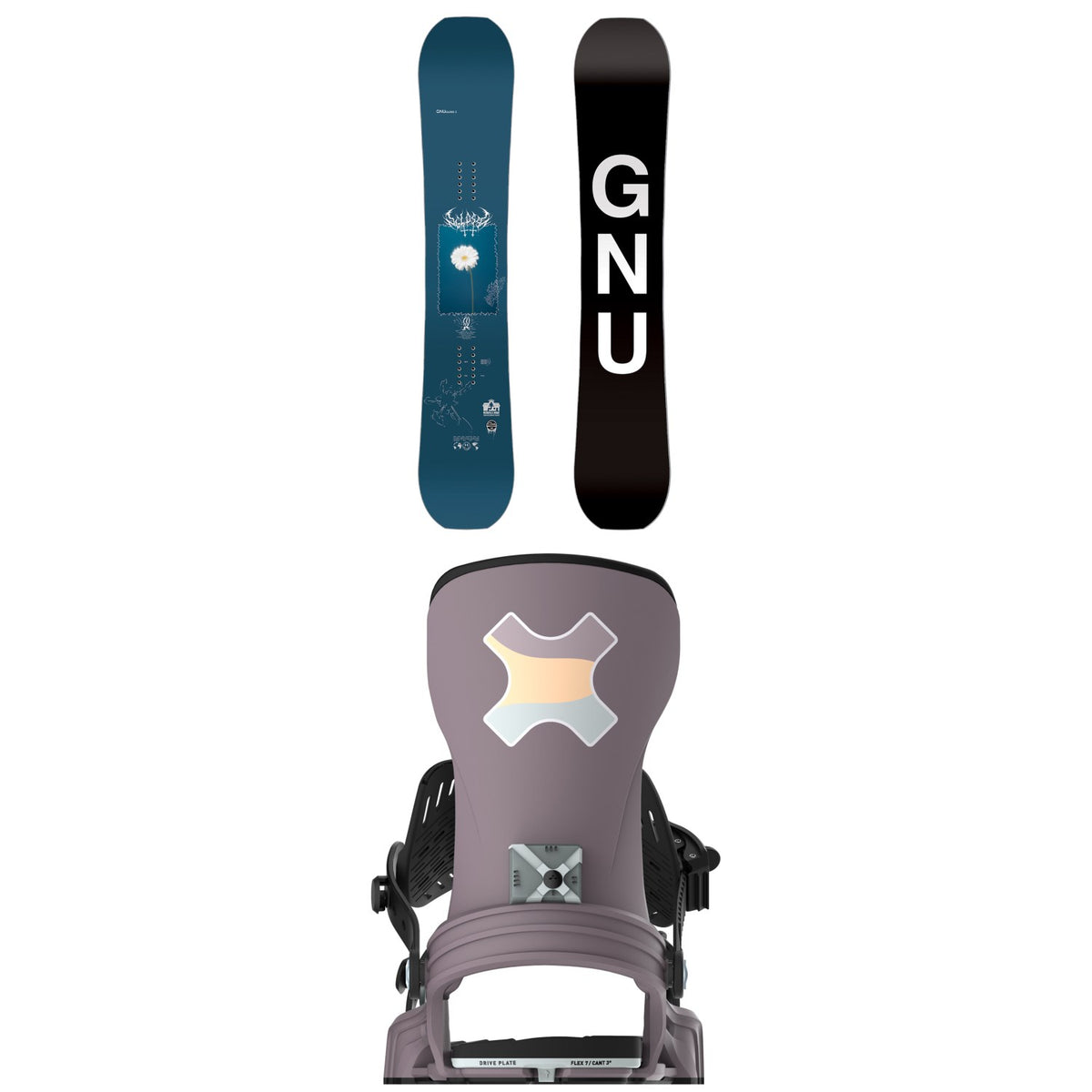 GNU Gloss-C C3 Snowboard 2025 + Bent Metal Stylist Snowboard Bindings - Women's