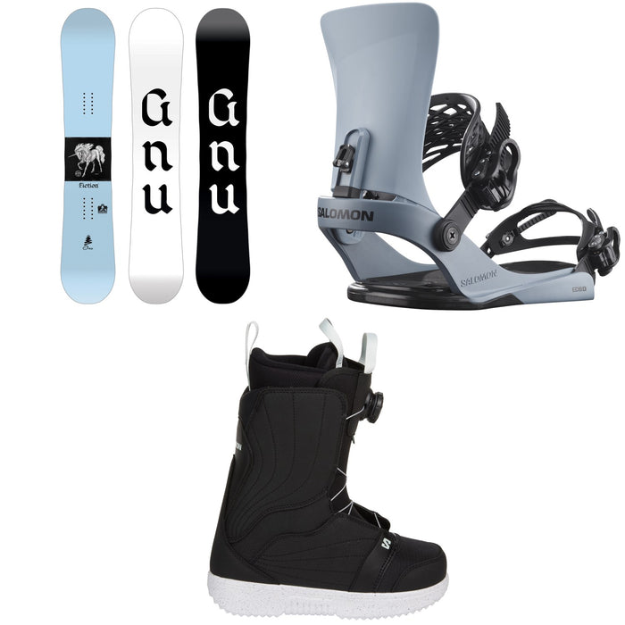 GNU Fiction BTX Snowboard + Salomon EDB X Snowboard Bindings + Pearl Boa X Snowboard Boots - Women's 2026