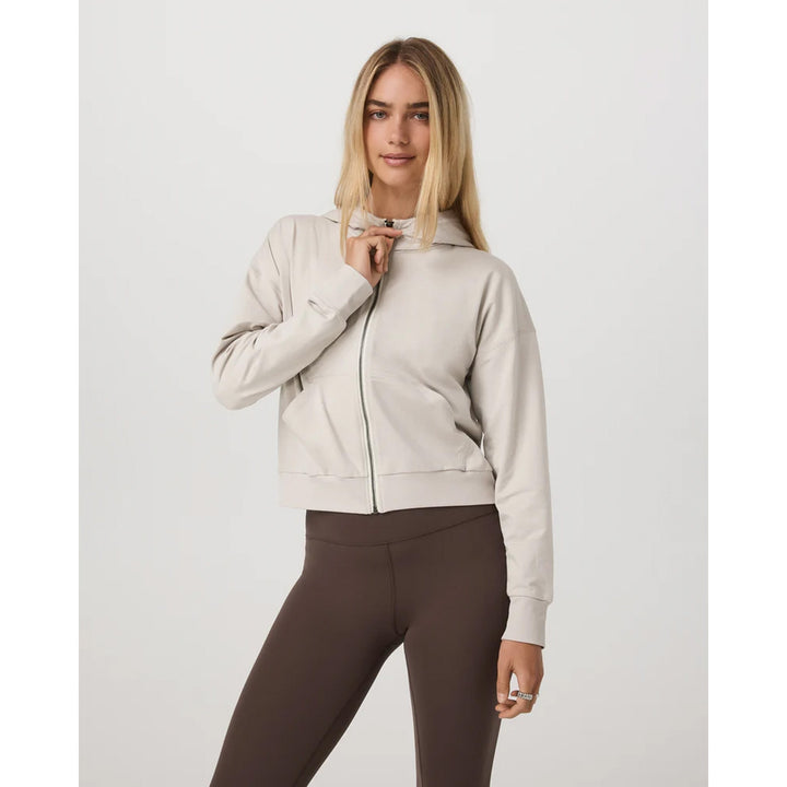 Vuori Halo Modern Full Zip Hoodie - Women's Ecru Heather