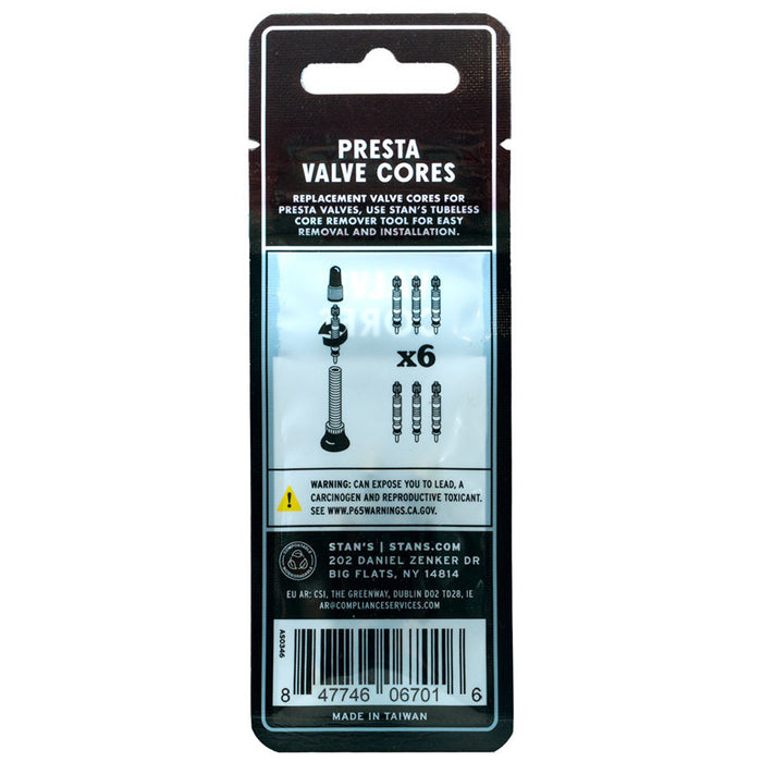 Stan's NoTubes Tubeless Universal Valve Cores - Presta, 6-Pack