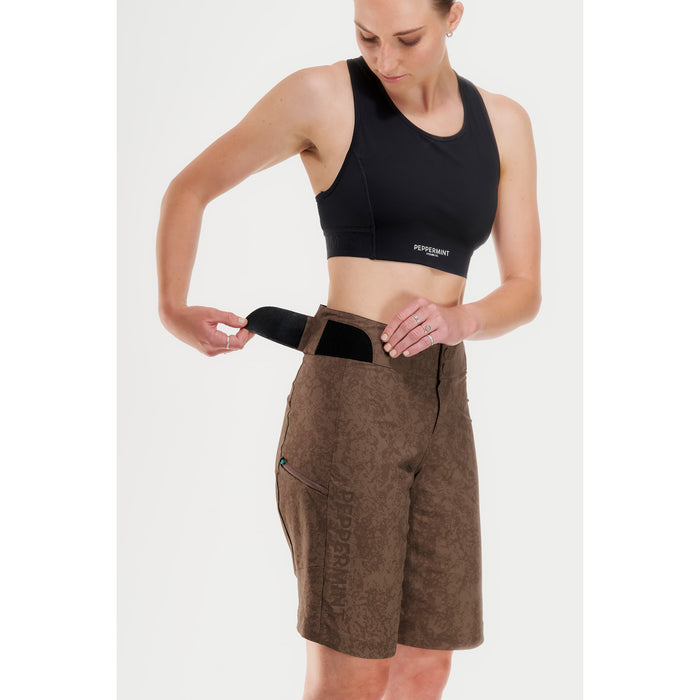 Peppermint Cycling Co. Signature Tech Shorts - Women's Pasteque Cacao