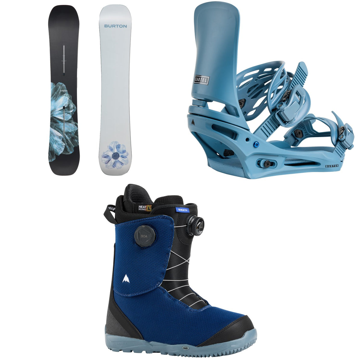 Burton Process Snowboard + Cartel Snowboard Bindings + Swath BOA Snowboard Boots 2026