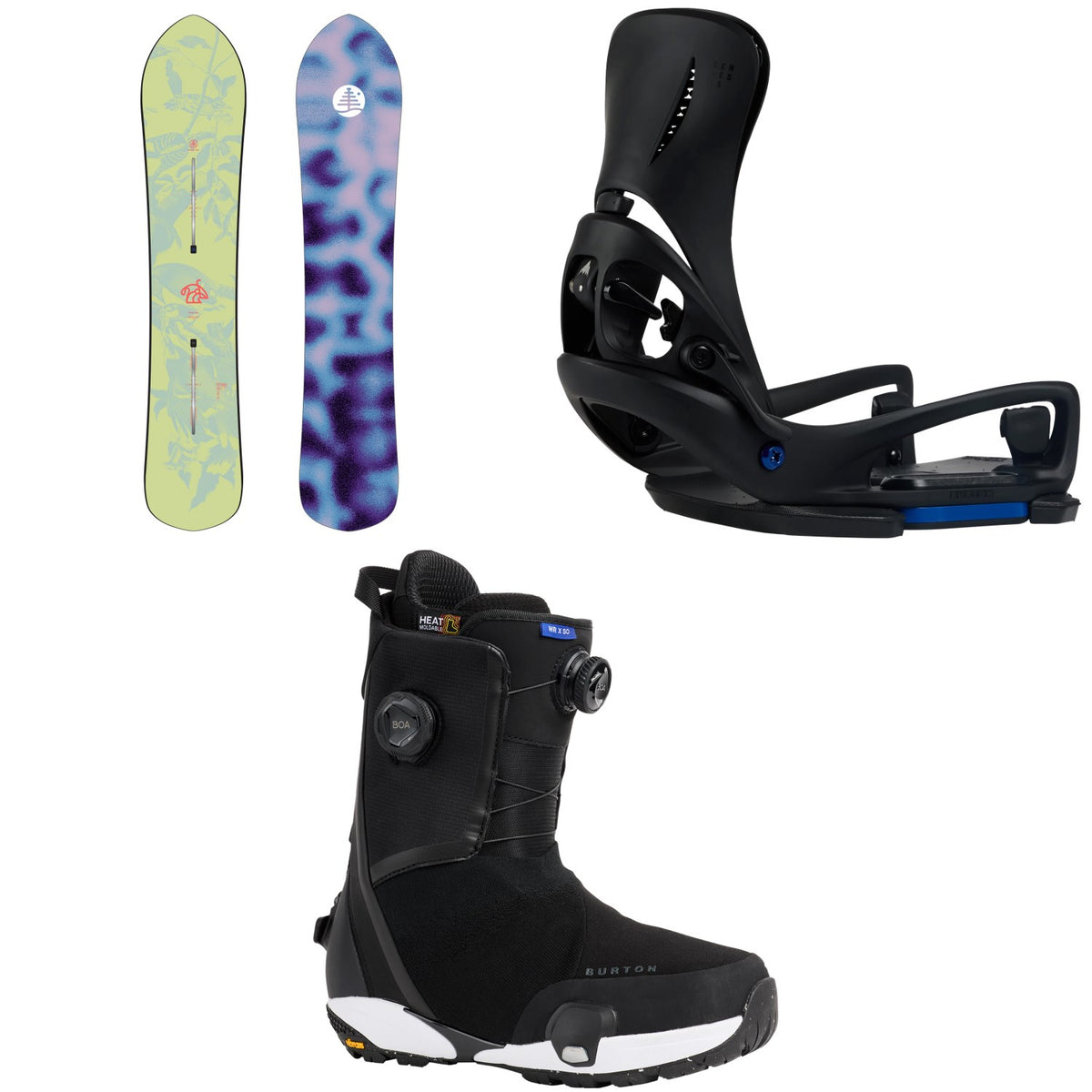 Burton Family Tree Sketch Artist Snowboard + Step On Genesis EST Snowboard Bindings + Waverange X Step On Snowboard Boots 2026