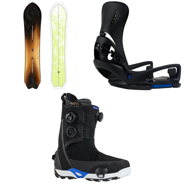 Burton Fish 3D Flat Top Snowboard + Step On Genesis EST Snowboard Bindings + Waverange Step On X Pro Snowboard Boots 2026