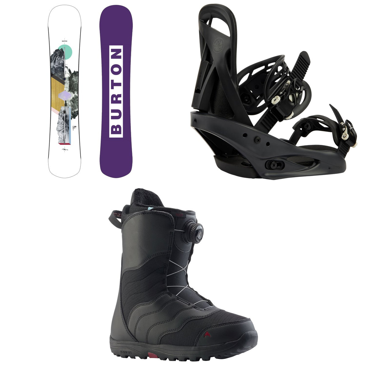 Burton Hideaway Snowboard + Citizen Snowboard Bindings + Mint Boa Snowboard Boots - Women's 2026