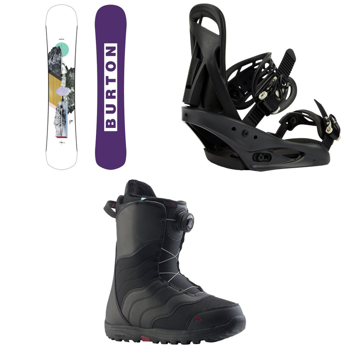 Burton Hideaway Snowboard + Citizen Snowboard Bindings + Mint Boa Snowboard Boots - Women's 2026