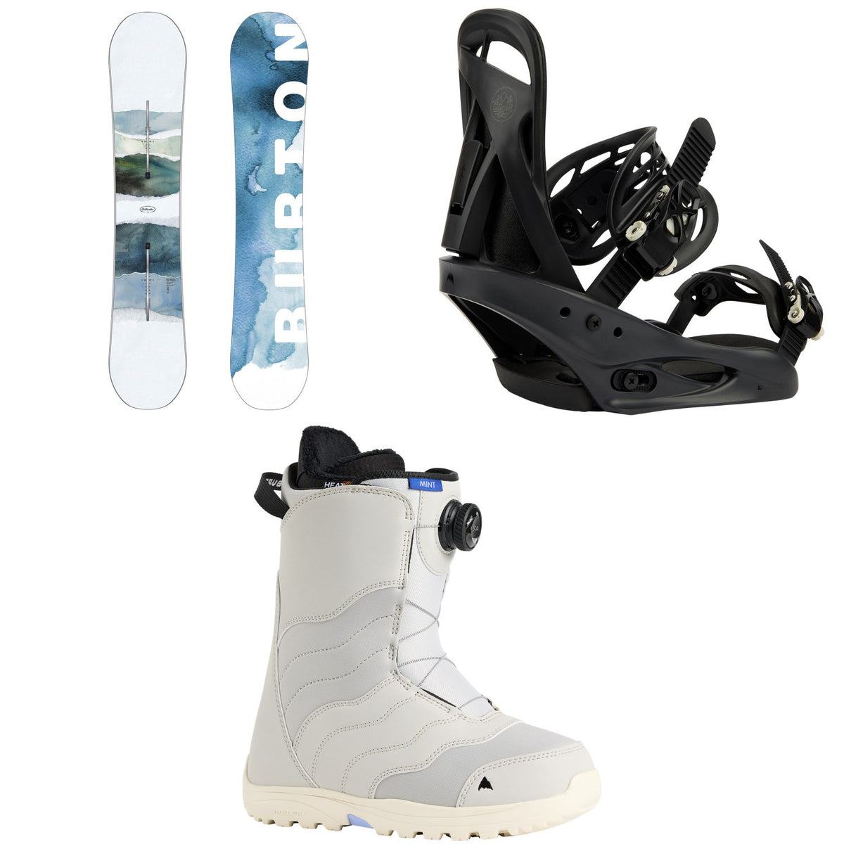 Burton Cultivator Snowboard + Citizen Snowboard Bindings + Mint Boa Snowboard Boots - Women's 2026