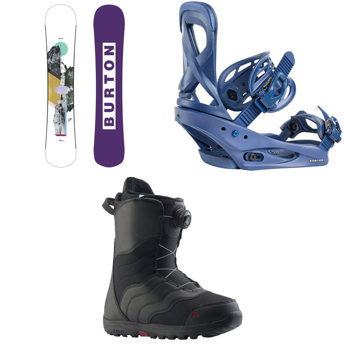 Burton Hideaway Snowboard + Scribe Snowboard Bindings + Mint Boa Snowboard Boots - Women's 2026
