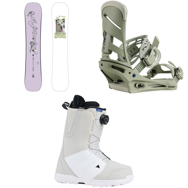 Burton Good Company Snowboard + Mission Snowboard Bindings + Moto Boa Snowboard Boots 2026