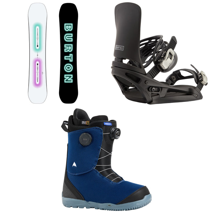Burton Custom Snowboard + Cartel EST Snowboard Bindings + Swath BOA Snowboard Boots 2026