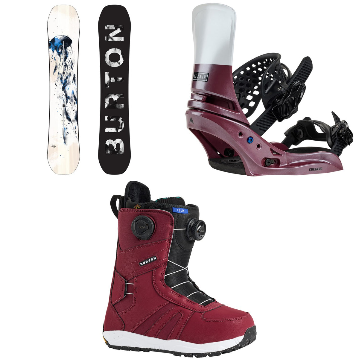 Burton Feelgood Snowboard + Lexa X EST Snowboard Bindings + Felix Boa Snowboard Boots - Women's 2026
