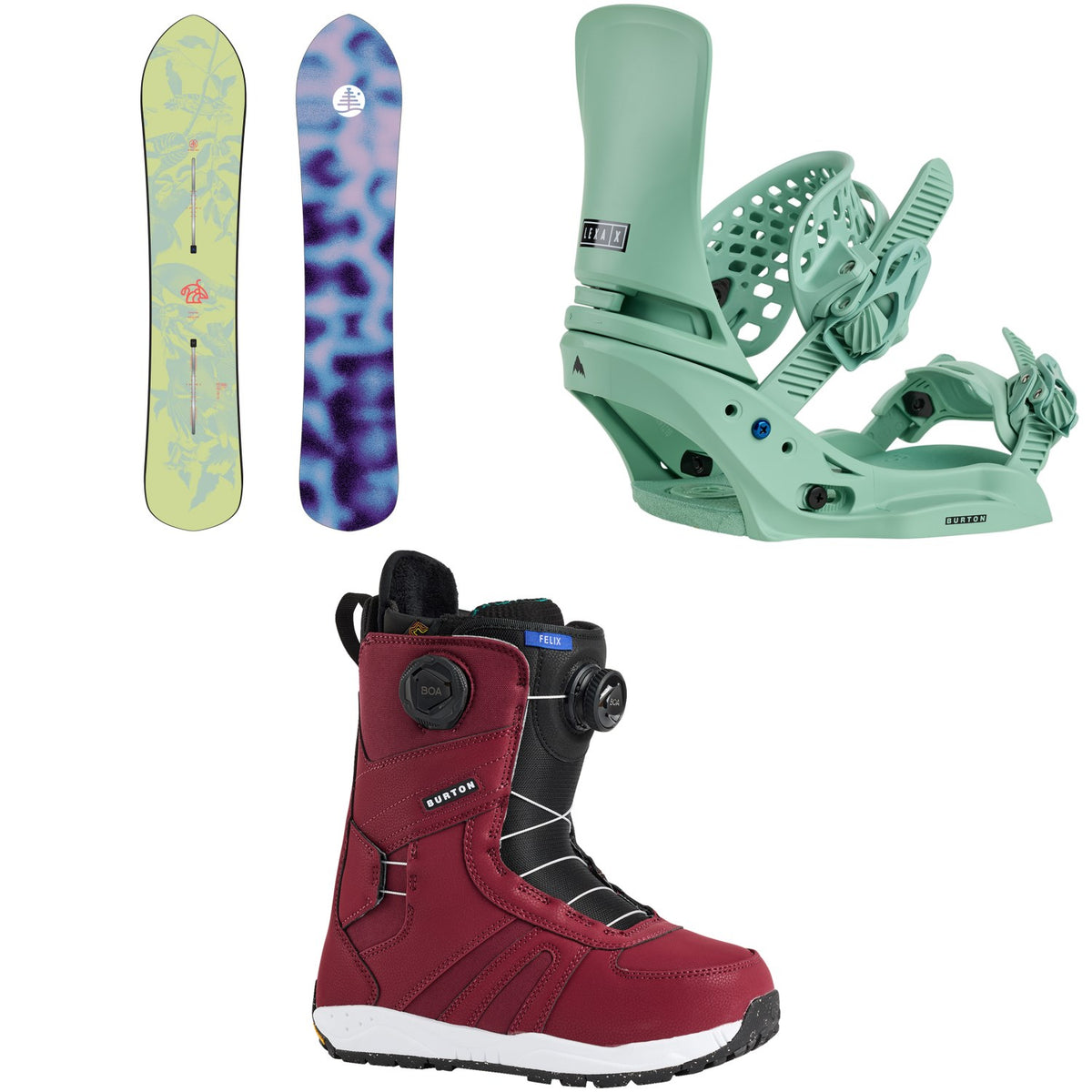 Burton Family Tree Sketch Artist Snowboard + Lexa X EST Snowboard Bindings + Felix Boa Snowboard Boots - Women's 2026