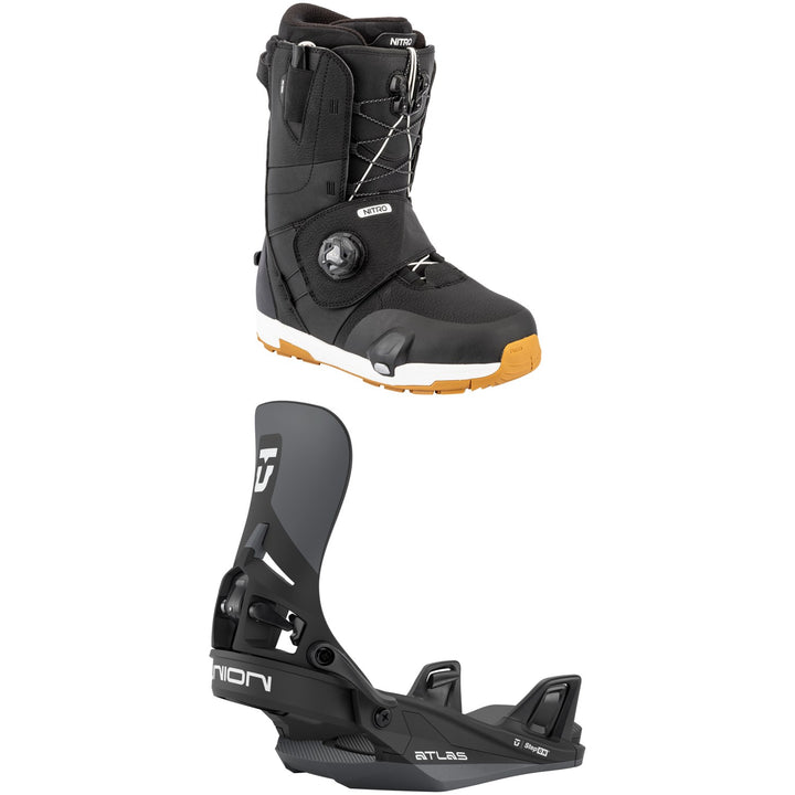 Nitro Venture Step On TLS Snowboard Boots + Union Atlas Step On Snowboard Bindings 2026